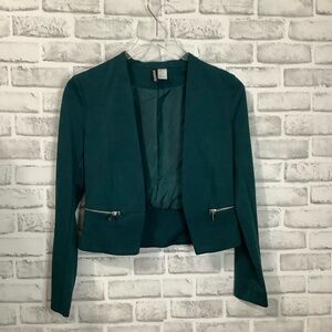 Divided by H&M cropped lined Green dress Jacket Size 36 Small NWOT